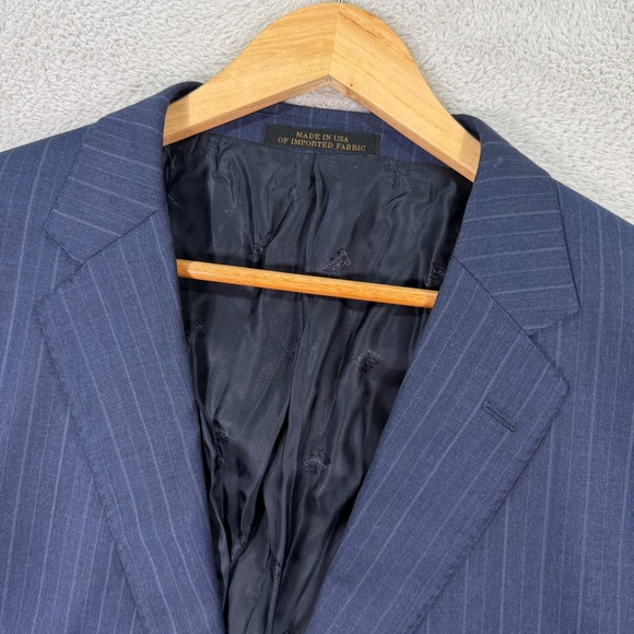 Jos. A. Bank Reserve Blazer Jacket Men 48L Navy Striped Wool Tailored Fit Formal - Picture 1 of 15